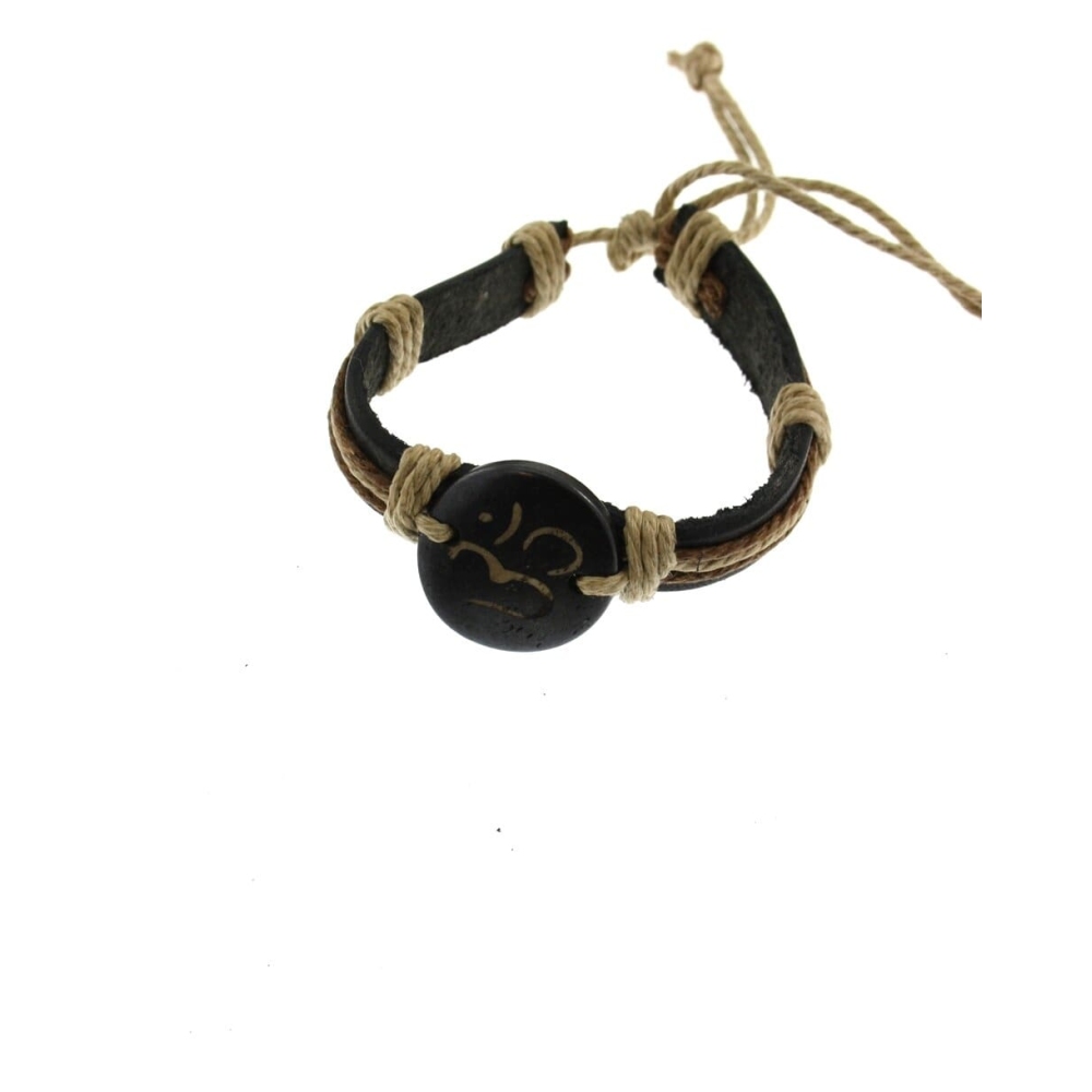 Zac's Alter Ego - Adjustable Om Sign with String Armband - Schwarz